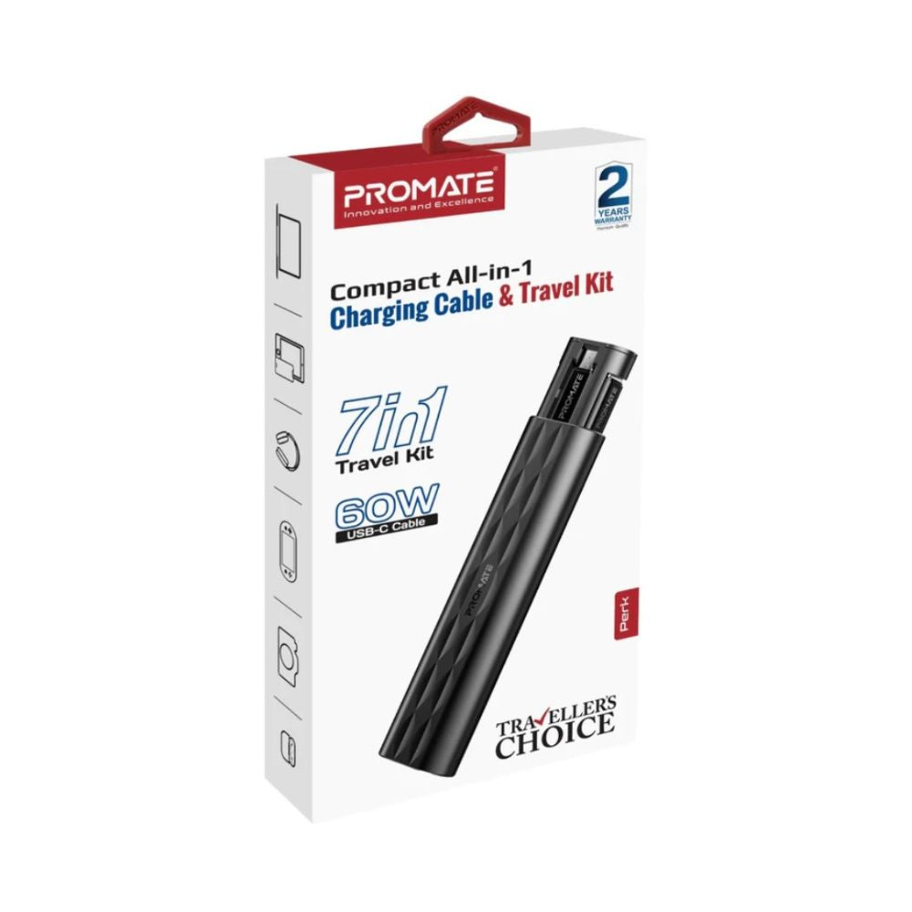 Promate Perk Compact All in 1 Charging Cable and Travel Kit Promate Perk Compact All in 1 Charging Cable and Travel Kit
